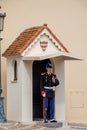 Guard stationed in front of the royal palace of Monaco
