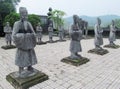 Guard statues at emperor Khai Dinh Tomb in Hue, Vietnam Royalty Free Stock Photo