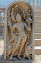 Guard stone naga raja and two dwarfs carved in one stone at Sacred Bodhi Tree Temple