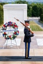 Guard at the Tomb of the Unknown at Arlington National Cemetery Royalty Free Stock Photo