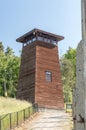 Guard tower and barbed wire around Gross-Rosen