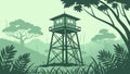 Guard Tower in Dense Jungle, Hidden Outpost, vector design Generative AI Royalty Free Stock Photo