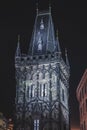 Guard tower in Prague city at night Royalty Free Stock Photo