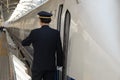 Guard on train platform