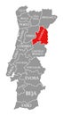 Guarda red highlighted in map of Portugal