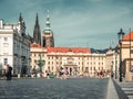 The guarded entrance of the New Royal Palace part of Prague Castle and the st. Vitus Cathedral Royalty Free Stock Photo