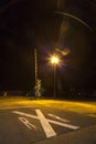 Guarded level crossing at night in Kingman