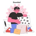 Guarded Personality concept. Flat vector Royalty Free Stock Photo