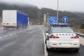 Guardia Civil car watches traffic Royalty Free Stock Photo