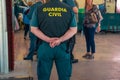 Guardia Civil officer. Armed law enforcement agent with pistol