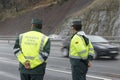 Guardia Civil officer watch traffic on a highway Royalty Free Stock Photo