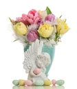 Guardian angel with easter eggs and flowers Royalty Free Stock Photo