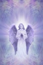 Guardian Angel on Ethereal lilac blue background