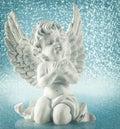 Guardian angel over shiny lights. Christmas decoration vintage s Royalty Free Stock Photo