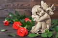 Guardian angel and roses Royalty Free Stock Photo