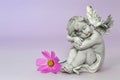 Guardian angel sleeping. Angel and flower Royalty Free Stock Photo