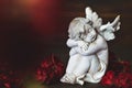 Guardian angel sleeping. Guardian angel and red flowers Royalty Free Stock Photo