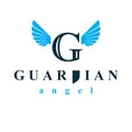 Guardian angel vector conceptual emblem best for use in catechesis organizations. Royalty Free Stock Photo