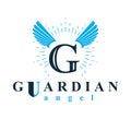 Guardian angel vector conceptual emblem best for use in catechesis organizations. Royalty Free Stock Photo