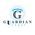 Guardian angel vector conceptual emblem best for use in catechesis Royalty Free Stock Photo