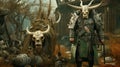 The Guardian: A Cinematic Journey With Cow Skulls And Detailed Textures