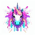 Guardian of Dreams: Unicorn Face Vector Art on White,Generative AI