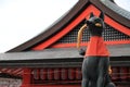 Guardian fox of Fushimi Inari Taisha in Kyoto Royalty Free Stock Photo