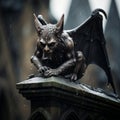 Guardian of the Heavens: Stone Gargoyle Perched on Church Roof Royalty Free Stock Photo