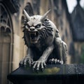 Guardian of the Heights: Stone Gargoyle on Church Roof Royalty Free Stock Photo
