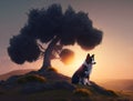 Guardian of the Hills: A Shepherd Dog\'s Watchful Gaze