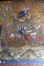 Guardian Lord deity fresco  Jambay Lhakhang Temple Royalty Free Stock Photo