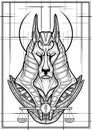 Guardian of the scales on the trial Osiris in the kingdom of the dead, Ancient Egyptian God - Anubis close-up with a long ears Royalty Free Stock Photo
