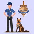 Guardian and Service Dog Flat Vector Illustration