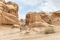 Guardian stones of Djinn blocks on outskirts of the capital of the Nabatean kingdom of Petra in Wadi Musa city in Jordan