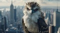 Guardian Of The Twin Towers: A Powerful Eagle Perched On A Ledge