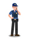 Guardian with Walky Talky Cartoon vector Character Royalty Free Stock Photo