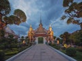 Guardians in Temple of Dawn in Bangkok City at dusk, Thailand Royalty Free Stock Photo
