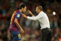 Guardiola of FC Barcelona give orders