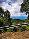 Guardrail red white wood street road side hill curve chiang mai north thailand asia Royalty Free Stock Photo
