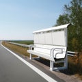 The guardrail of a rest stop that encourages travelers to pause take a break and enjoy the vi of the Blank empty