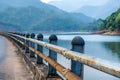 Guardrail on road barrier near Bang Waad Dam leading to mountain. Concept Outdoor Photography,