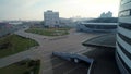 Guards of honor marching in front of Minsk Arena, ice hockey stadium in Belarus