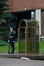 Guards of honor at post in Alexanders garden in Moscow. Royalty Free Stock Photo