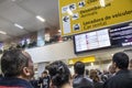 People await the arrival of passengers in the lobby of Cumbica Airport