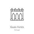 guas livres icon vector from portugal collection. Thin line guas livres outline icon vector illustration. Outline, thin line guas Royalty Free Stock Photo