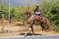 Guasa, Chilean Cowboy in Traditional Dress on Horseback