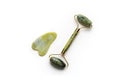 Guasha green natural gemstone face roller. Anti aging self care tool.