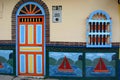 A traditional colorful building facade. Guatape. Antioquia department. Colombia