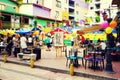 GUATAPE, ANTIOQUIA, COLOMBIA, AUGUST 08, 2018: Street terrace in Guatape village.