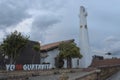 Guatavita main square wiew with i love guatavita giant lettering in spanish